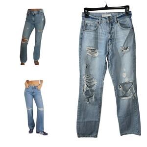 Garage Denim 90s Boyfriend Jeans Size 23 Distressed High Waist Cut Knee